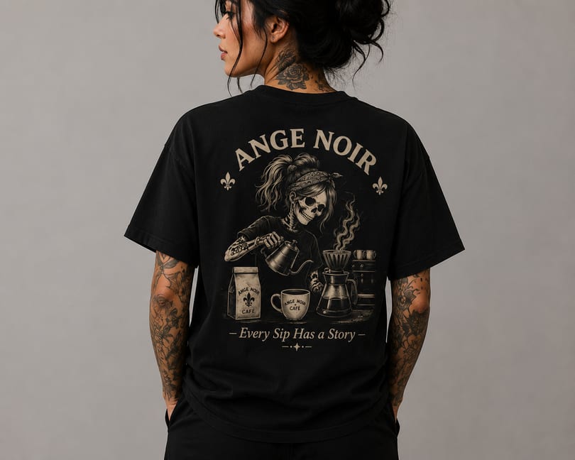 Ange Noir Cafe t-shirt back design