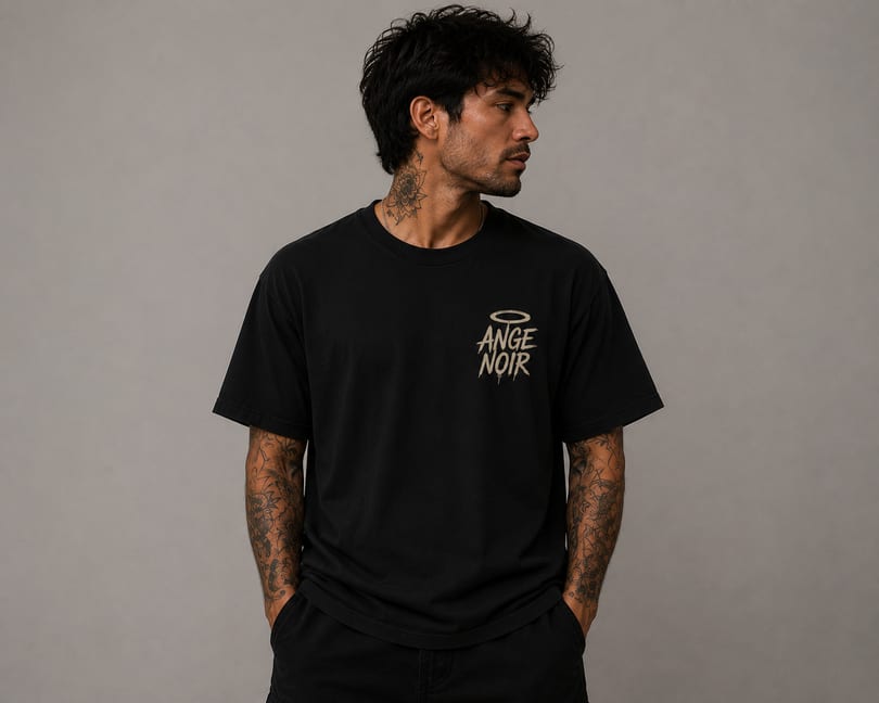 Ange Noir Cafe t-shirt front design
